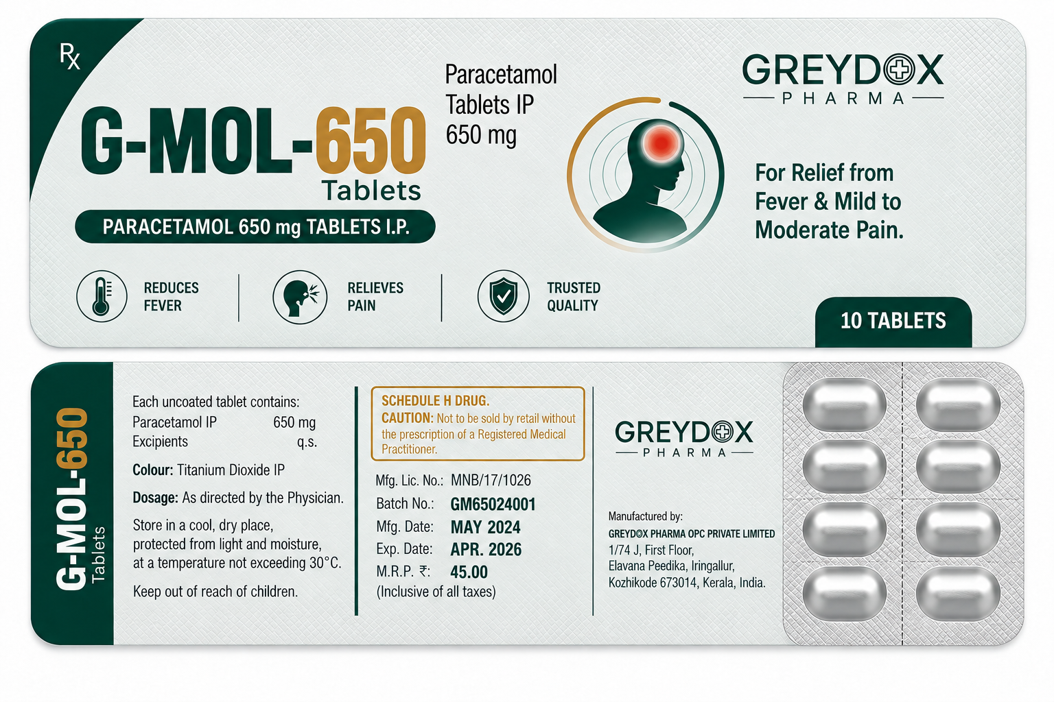 G-MOL-650 Paracetamol 650 mg Tablets